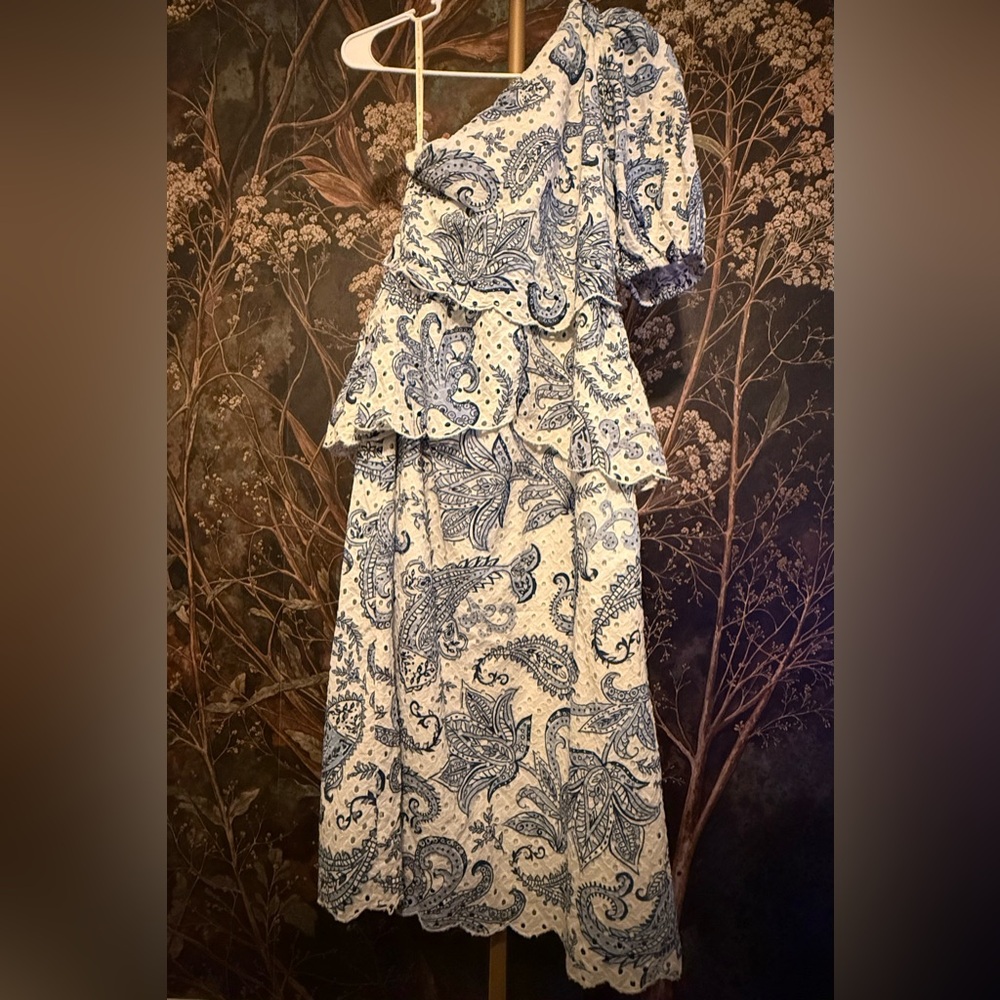 Farm Rio One-Shoulder Eyelet Midi Dress - Picture 5 of 6